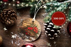 Christmas Santa Sleigh Ornament, Winter Round Ornament PNG Product Image 2