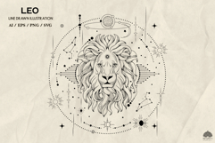 Leo Zodiac sign line drawing Svg Png Eps Product Image 2