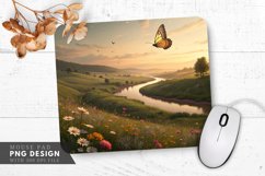Glowing Butterfly in a Dreamlike Landscape Mouse Pad PNG Product Image 1