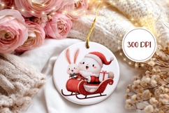 Cartoon Christmas Bunny Ornament, Winter Ornament Design Product Image 2
