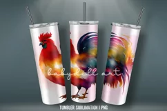Colorful Chicken 20 OZ Tumbler Sublimation Design PNG Product Image 2