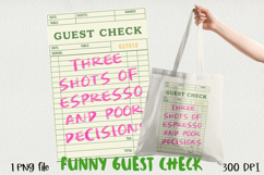 Funny Guest Check PNG Vintage Diner Style, Sublimation PNG. Product Image 1