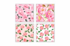 Watercolor Pink Camellia Flower Digital Papers Product Image 2