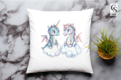 Pastel Baby Dragon Unicorn Clipart Sublimation PNG Product Image 2