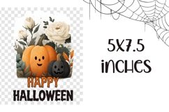 Happy Halloween Towel, Floral Pumpkins Towel Template Product Image 2