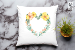 Watercolor Yellow Floral Heart Wreath Clipart Sublimation PN Product Image 3