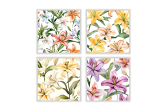 Watercolor Lily Flower Digital Paper Product Image 2