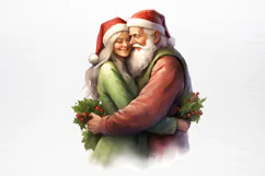 Vintage Floral Christmas Clipart PNG Product Image 2