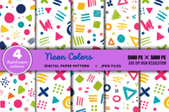 Neon Colors Digital Paper Pattern JPG Product Image 1