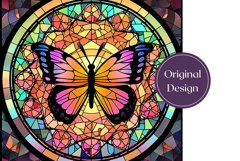 Butterfly Tumbler Sublimation, Stained Glass Butterfly PNG Product Image 2