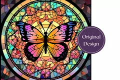 Butterfly Tumbler Sublimation, Stained Glass Butterfly PNG Product Image 2