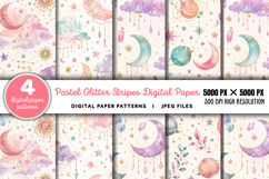 Pastel Glitter Stripes Digital Paper JPG Product Image 1