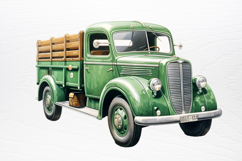 Vintage Green Christmas Clipart PNG Product Image 2