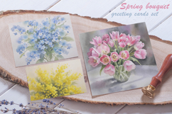 Spring flowers greeting cards. Watercolor blooming flowers. Product Image 2
