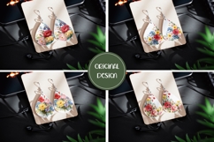 Watercolor Flowers Earrings, Peony Earrings Sublimation Product Image 2