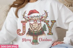 Joy Merry Christmas PNG, Highland Cow Sublimation PNG Product Image 2