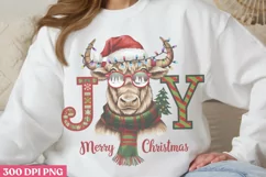 Joy Merry Christmas PNG, Highland Cow Sublimation PNG Product Image 2
