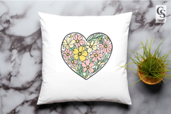 Pastel Floral Heart Illustration Clipart Sublimation PNG Product Image 3