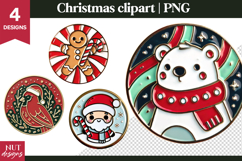 Christmas Clipart, Pastel Round Christmas pin Clipart PNG Product Image 1