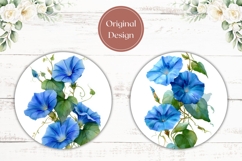 Blue Flowers Car Coasters, Floral Round Coaster Designs Product Image 2