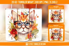 3D Cute Cat Tumbler Wrap Designs, Sublimation Wrap Product Image 1