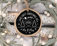Our First Christmas Mr And Mrs 2025 SVG | Christmas Ornament Product Image 2