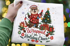 Wrapped In Holiday Cheer PNG, Cute Otter Christmas PNG Product Image 2