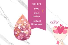 Confetti Hearts Teardrop Earrings, Sublimation Earring PNG Product Image 2
