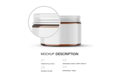 Amber Glass Jar - 2OZ With Editable Lid - PSD Mockup Product Image 2