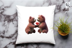 Cute Bear Couple Heart Illustration Clipart Sublimation PNG Product Image 3