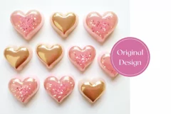 3D Crystal Hearts Tumbler Wrap, Valentine's Day Tumbler PNG Product Image 2