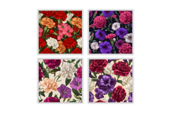 Carnation Flower &amp; Petunia Flower Digital Paper Product Image 2