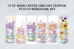 Cute Book &amp; Coffee Bookmark Set,Dreamy Floral Teacup Art Product Image 2