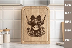 Highland cow Design, Cutting board SVG, Laser cut, Cricut Product Image 2