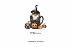 Watercolor Halloween gnome in tea mug, Gnome PNG Product Image 2