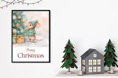 Watercolor Christmas Mouse Greeting Card Print Product Image 2