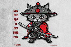 Multilayer Cat Samurai Ninja SVG Laser Cut File 3D Layered Product Image 1