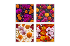 Orchid &amp; Marigold Flower Digital Paper | Flower Pattern Product Image 2