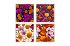 Orchid & Marigold Flower Digital Paper | Flower Pattern Product Image 2