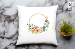 Peach Eucalyptus Gold Hoop Floral Wreath Watercolor PNG Product Image 3