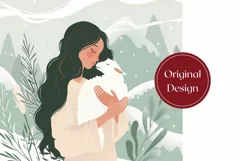 Christmas Girl Tumbler Wrap, Christmas Sheep Tumbler PNG Product Image 2