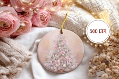 Pink Christmas Tree Ornament, Christmas Ornament Sublimation Product Image 2