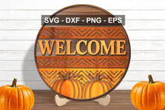 Welcome Round Door Sign SVG | Fall Porch Sign Cut File Product Image 1