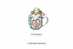 Watercolor Christmas gnome in tea mug, Gnome PNG Product Image 2