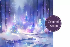 Christmas Tumbler Wrap, Watercolor Forest Sublimation Design Product Image 2