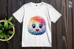 Cute Fluffy Pom Pom Face Clipart Sublimation PNG Product Image 2