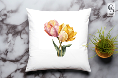 Watercolor Double Tulip Flower Clipart Sublimation PNG Product Image 2
