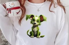 Green Christmas Dog Clipart Sublimation, Christmas Dog PNG Product Image 2