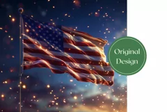 USA Tumbler Sublimation, Glitter American Flag Tumbler PNG Product Image 2
