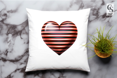 Striped Red Black Heart Clipart PNG Product Image 3